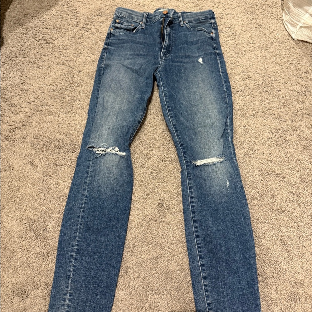 Mother high waisted looker ankle fray jeans